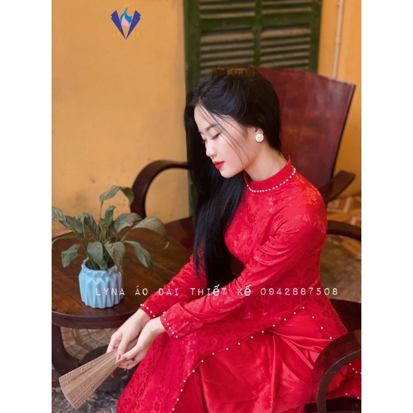 Áo dài cưới, áo dài cô dâu, áo gấm tơ siêu sang, đứng dáng