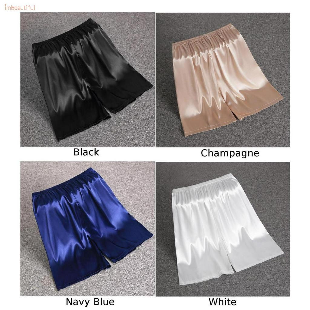 Quần short mặc ngủ vải lụa bóng lưng thun dành cho nam