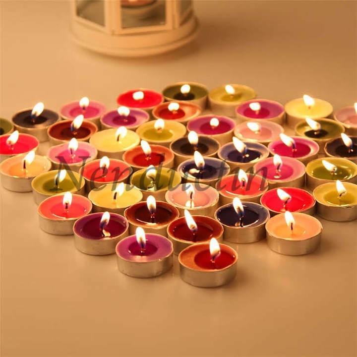 Nến tealight cháy 2 giờ 10 viên cao cấp Đức Tín không khói không mùi loại hoa vàng trắng đỏ xanh tím