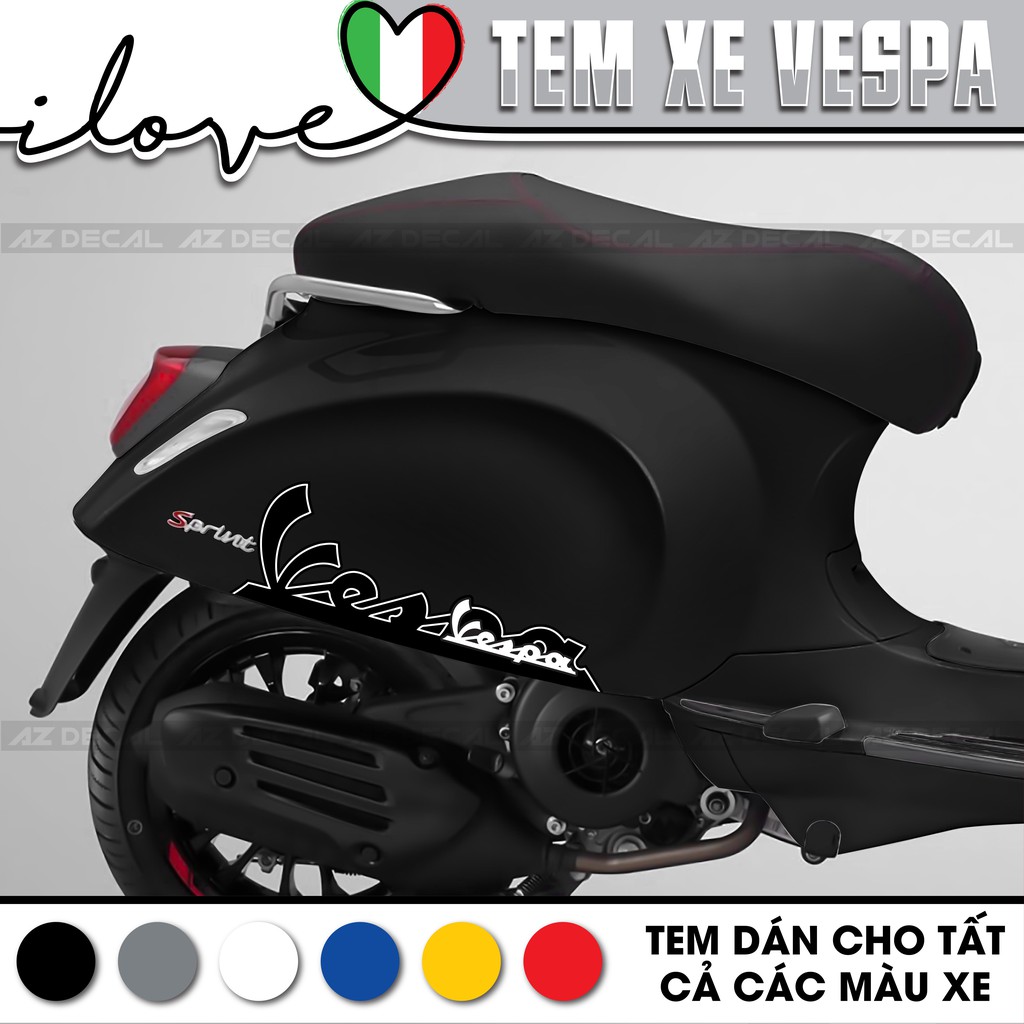 Tem Xe Vespa LX/Sprint/Primavera/GTS Chữ Cách Điệu | VP07 | Decal Dán Xe Vespa Chống Nước, Bền Màu