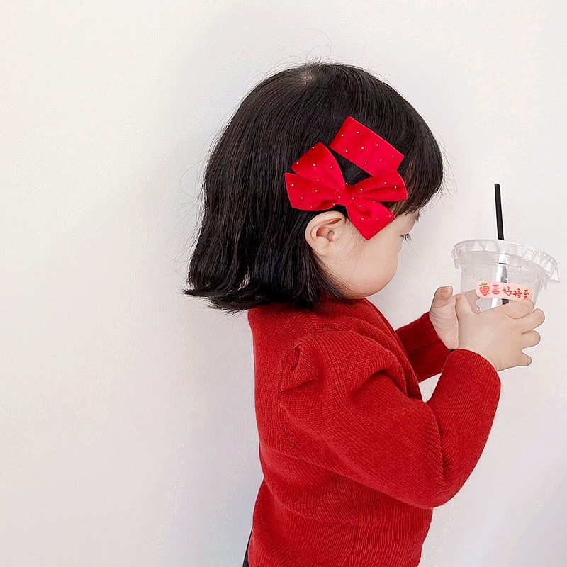 Set kẹp Nơ nhung và kẹp bảng chữ nhật sang chảnh cho bé