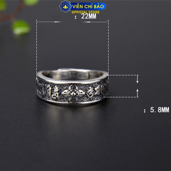 Nhẫn bạc nam Chùy Kim Cang Lục Tự Nhỏ chất liệu Bạc Thái trẻ trung nam tính Viễn Chí Bảo N100020x