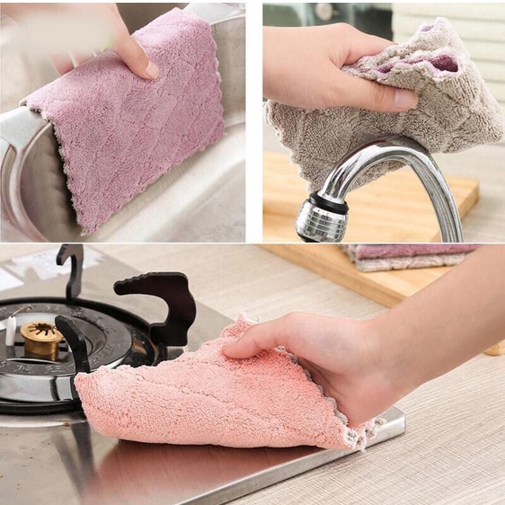 Khăn Lau Bếp Đa Năng, Bát Đĩa, Cốc Chén Thấm Nước Hai Mặt - 5 cái