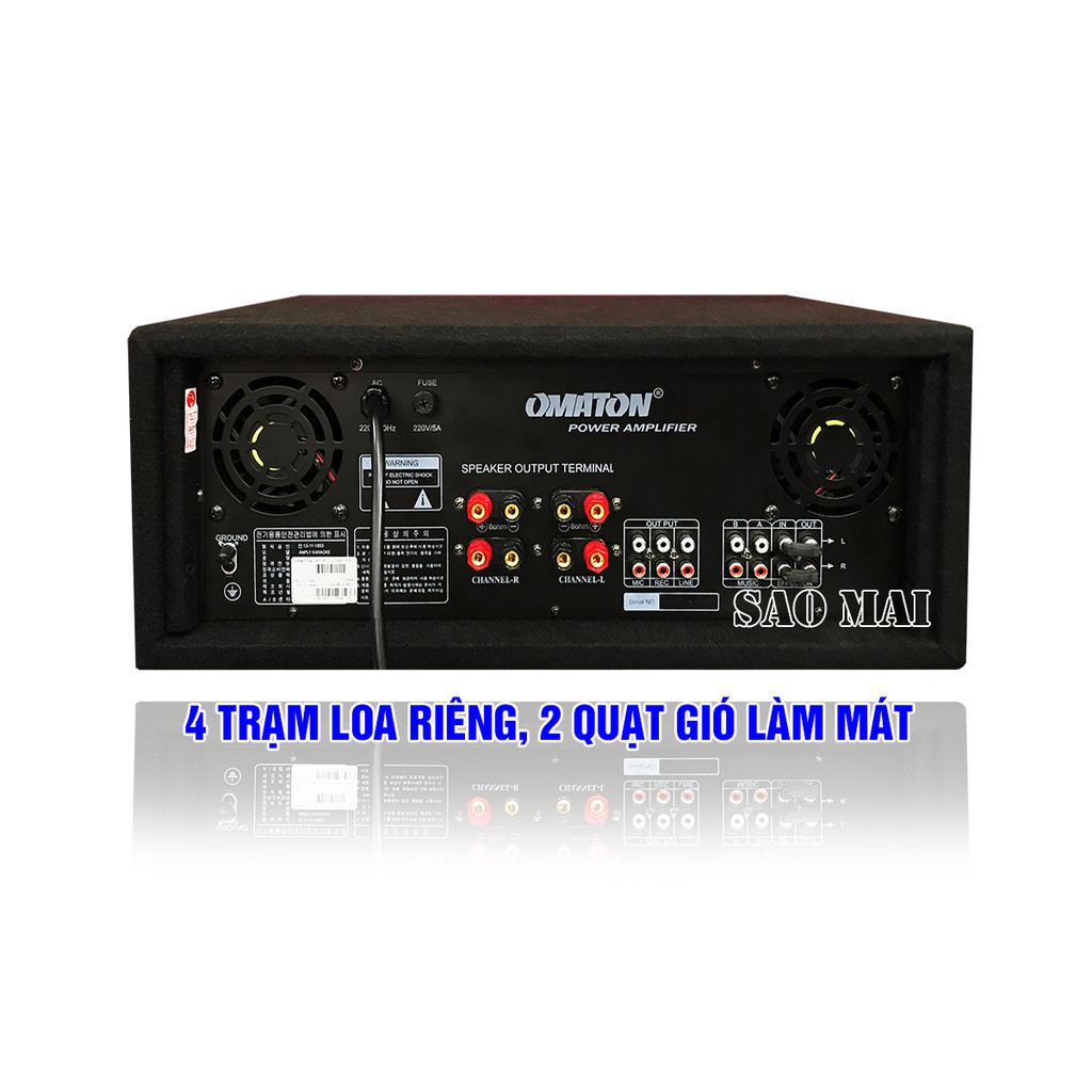 Ampli Bluetooth Amply Karaoke Omaton AM-9600NI HÀNG CAO CẤP - Tặng 2 chống lăn Micro