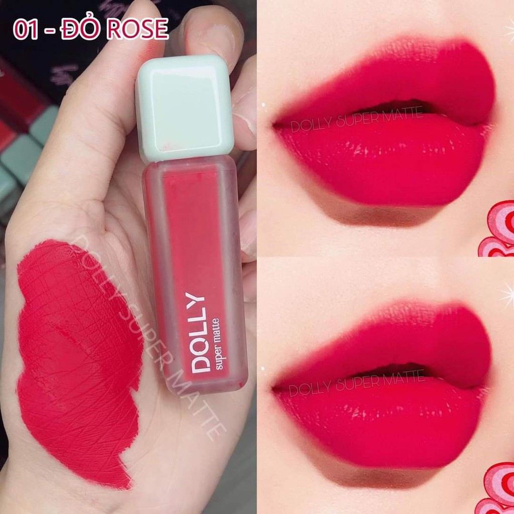 NEW 2021 [Đỏ Rose 01] Son Kem Lì Dolly Super Matte Không Chì Màu Đỏ Rose | BigBuy360 - bigbuy360.vn