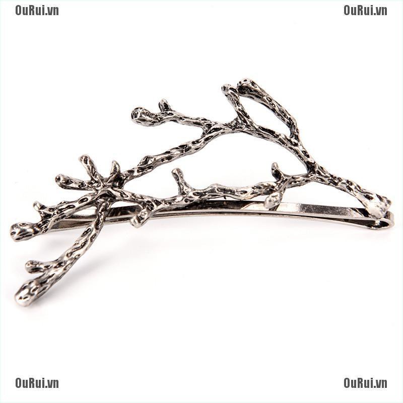 Kẹp Tóc Hình Cành Cây Bằng Kim Loại Màu Vàng / Bạc Cho Nữ