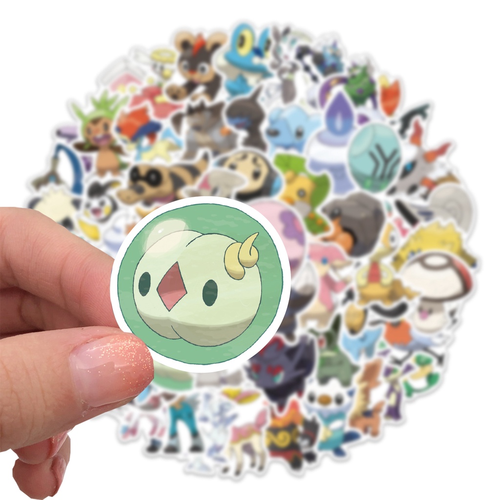 Bộ 62 Miếng Dán Chống Thấm Nước Hình Pokemon Dễ Thương Trang Trí Vali/Laptop