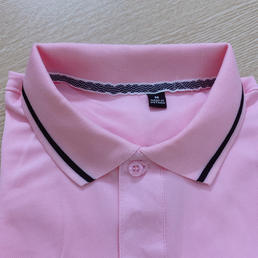 Mặc gì đẹp: Đẹp với Áo polo nam nữ đẹp hồng phấn cổ trụ phối viền cao cấp form chuẩn vải laccote thể thao mềm mịn–Nhận in thêu theo yêu cầu