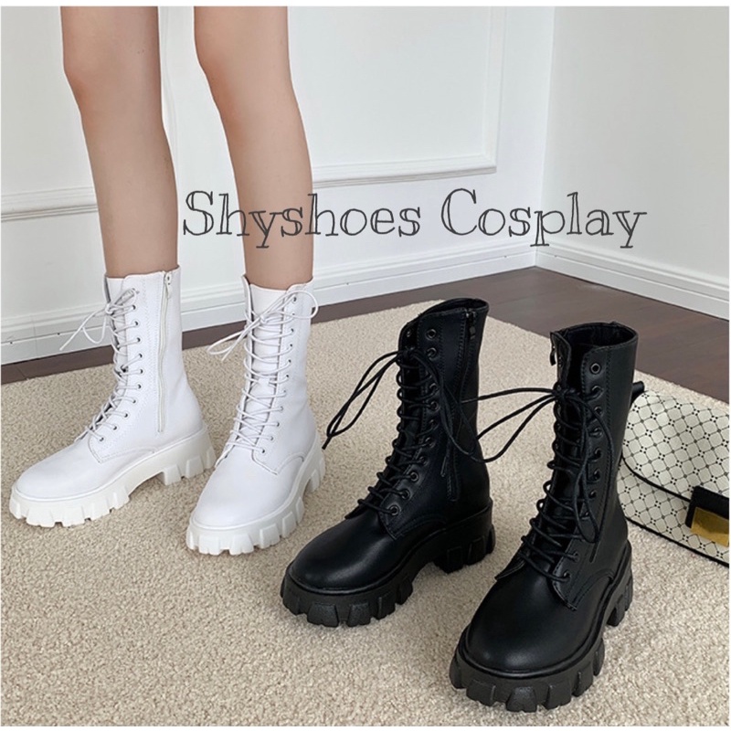 🔥 Boot chiến binh Martin Gothic ống cao phối dây kéo phong cách cá tính