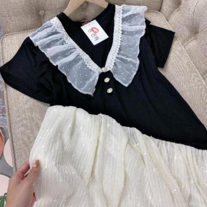 ĐẦM ĐŨI, VÁY ĐŨI BÈO CỔ V PHỐI VOAN TẦNG 2 LỚP