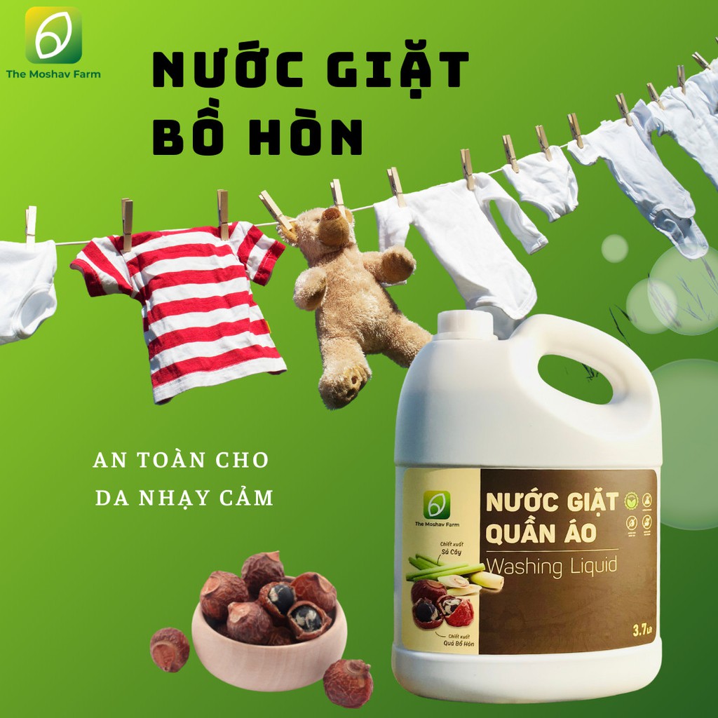 Nước lau sàn / nước giặt bồ hòn The Moshav Farm - Can 3.7 Lít