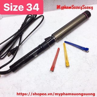 (Tặng 3 kẹp vịt) Máy uốn xoăn sóng Hàn Quốc cao cấp Sahala size lớn 34mm