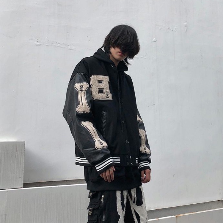 Áo Khoác Bóng Chày Bằng Da Dáng Rộng Thêu Họa Tiết Phong Cách Hàn Quốc Cổ Điển Thời Trang Cho Nam Và Nữ