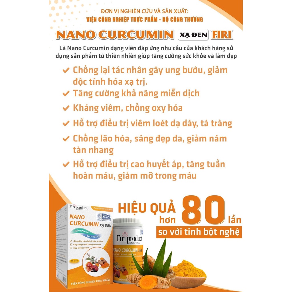 Nano Curcumin xạ đen firi - Hỗ trợ cải thiện cho người bị đau dạ dày, đại tràng, hỗ trợ cho người sau điều trị hóa xạ