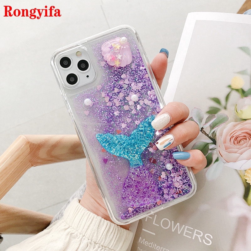 Samsung Galaxy S10 5G S10e S10+ S9+ S8+ S9 Plus Phone Case Mermaid Quicksand Liquid Pearl Shell Glitter Bling TPU Case Cover