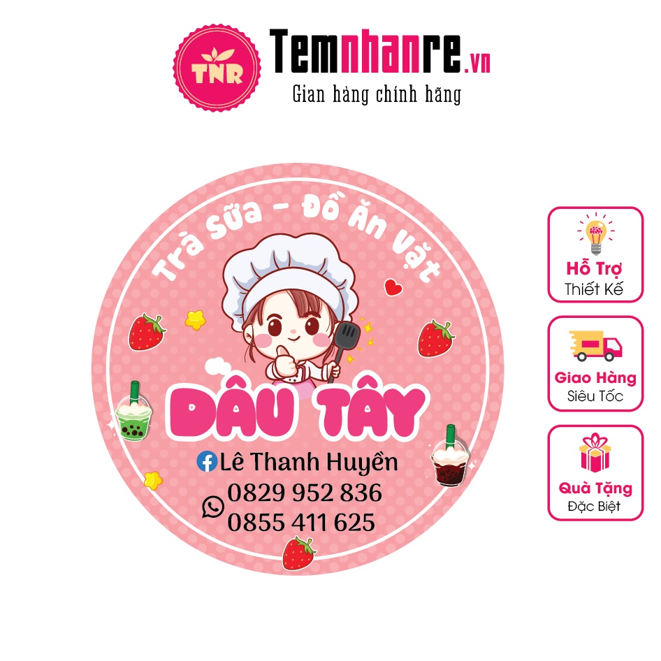 Combo 1.000c Tem nhựa, sticker chống nước Temnhanre.vn in thiết kế cắt bế theo yêu cầu