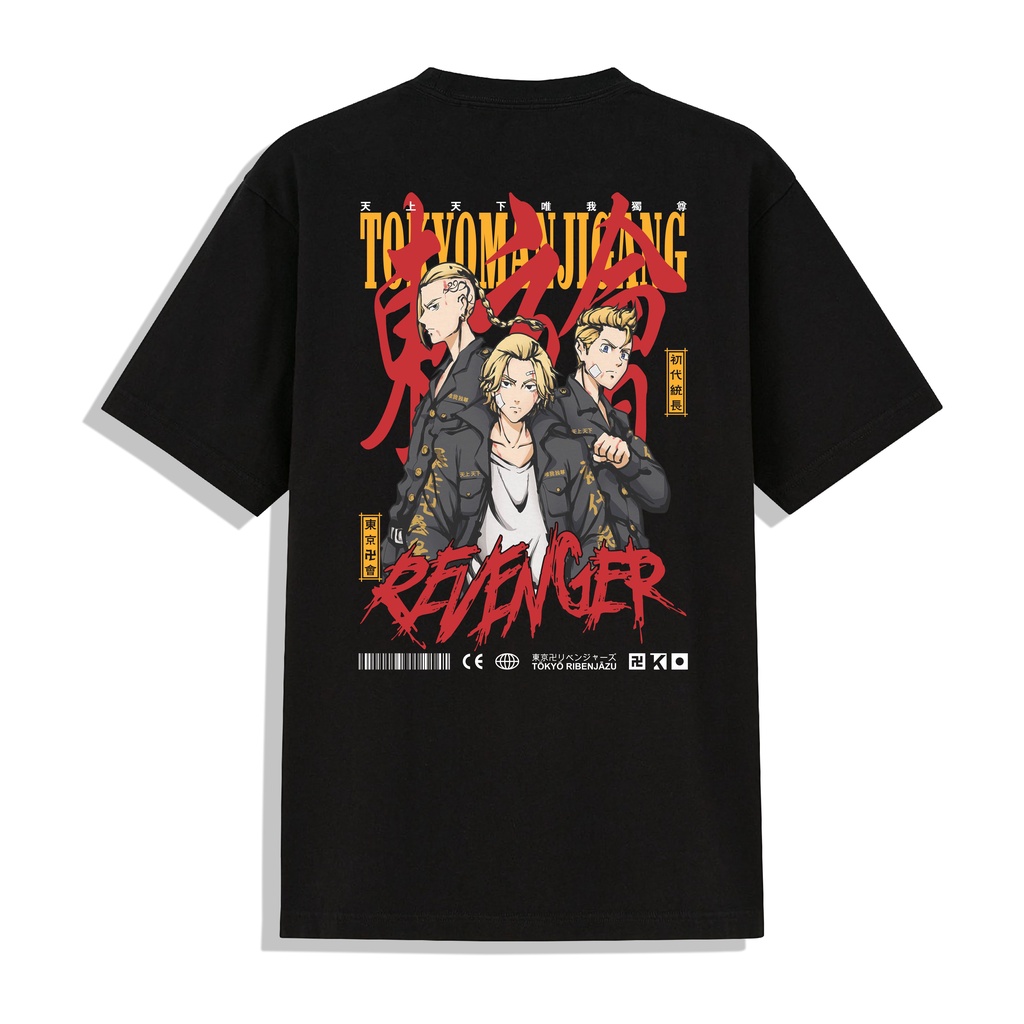 Áo Thun Unisex Tay Lỡ Form Rộng Hình Tokyo Manji Gang Anime Tokyo Revenger In 2 Mặt Trắng Đen