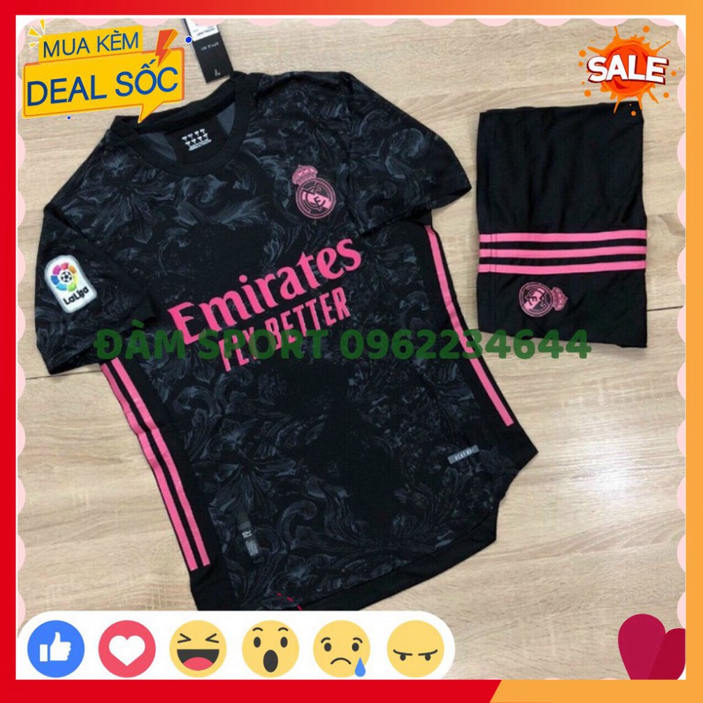 Bộ Áo Bóng Đá Real Sân Khách 20/21 Cao Cấp 2021-2022, Bộ áo đá banh Real poliste thấm hút mồ hôi