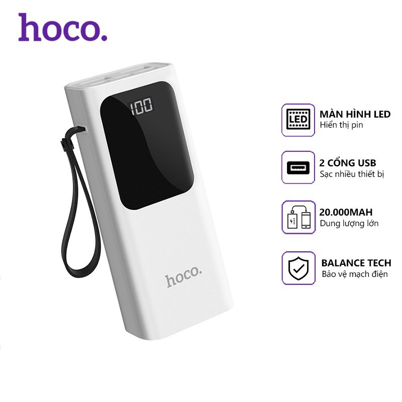 Sạc Dự Phòng HOCO J41 ✔ Pin Dự Phòng 10000mAh Chính Hãng Có Đèn Led Hiển Thị Pin BH 6 Tháng