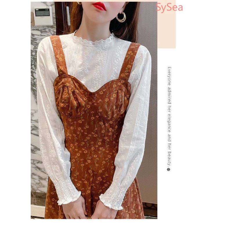 Áo Sơ Mi Phối Ren Plus size Thời Trang Mùa Thu Dành Cho Nữ