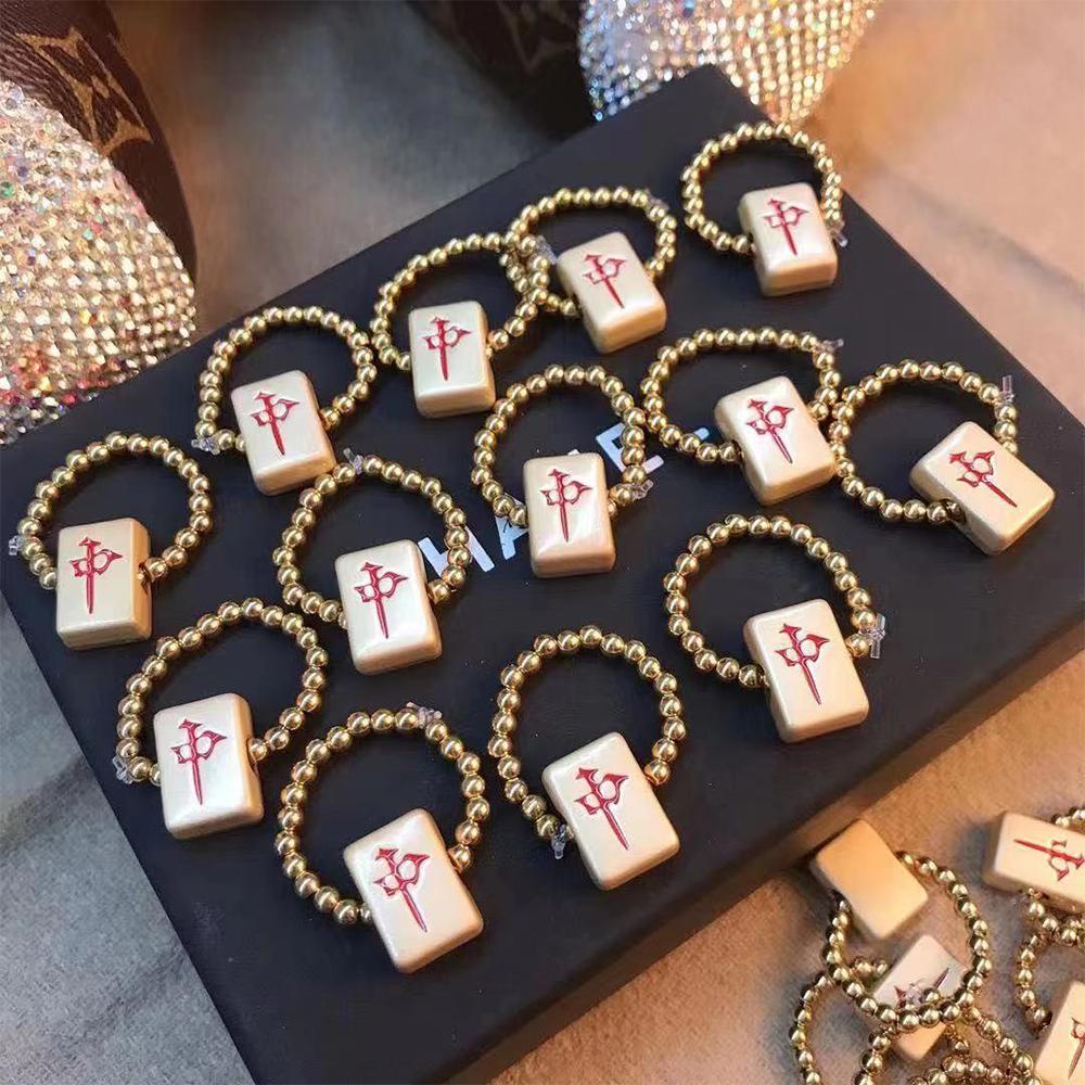 Nhẫn Mạt Chược Truyền Thống Thời Trang Vintage Sáng Tạo Cho Nữ