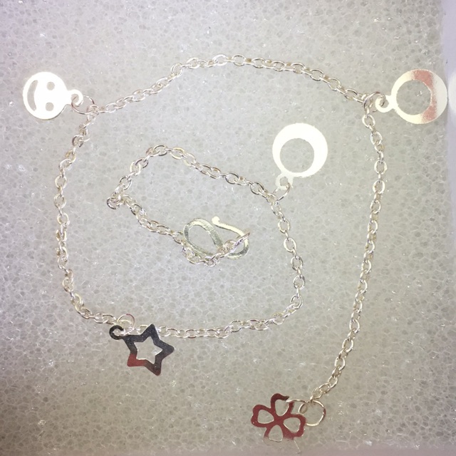 Lắc chân bạc nmj thả phụ kiện tròn chuông kêu