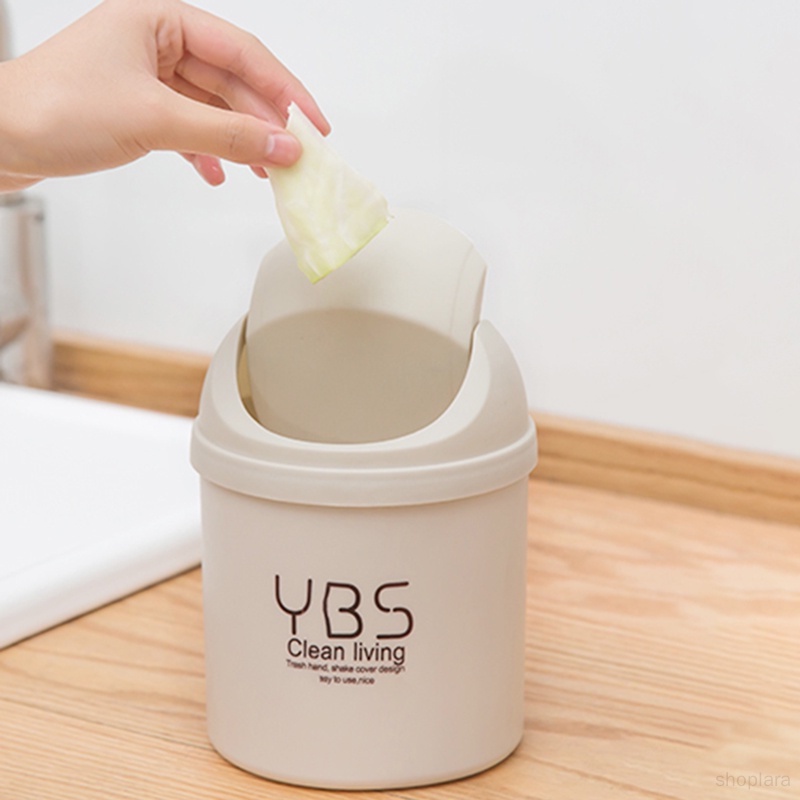 Thùng Rác Mini Để Bàn Bằng Nhựa Có Nắp Lật