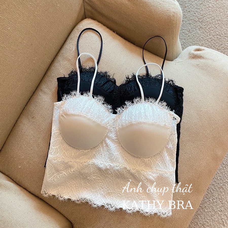 A30 Áo Bra Ren Bralette KATHY BRA Hai Dây Có Mút Ngực Bo Chun Phía Sau Co Dãn Tốt Hàng Quảng Châu