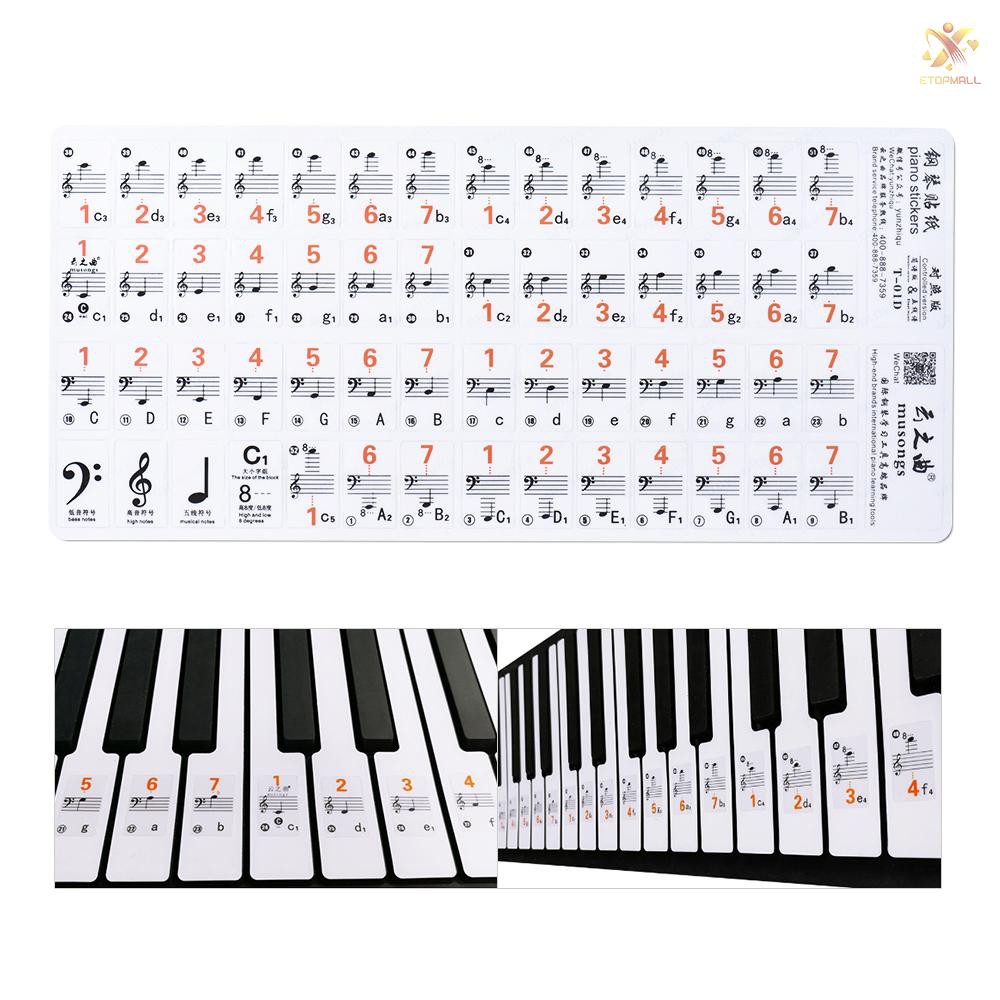 Nhãn dán trong suốt đánh dấu đàn piano 88 phím độc đáo tiện dụng