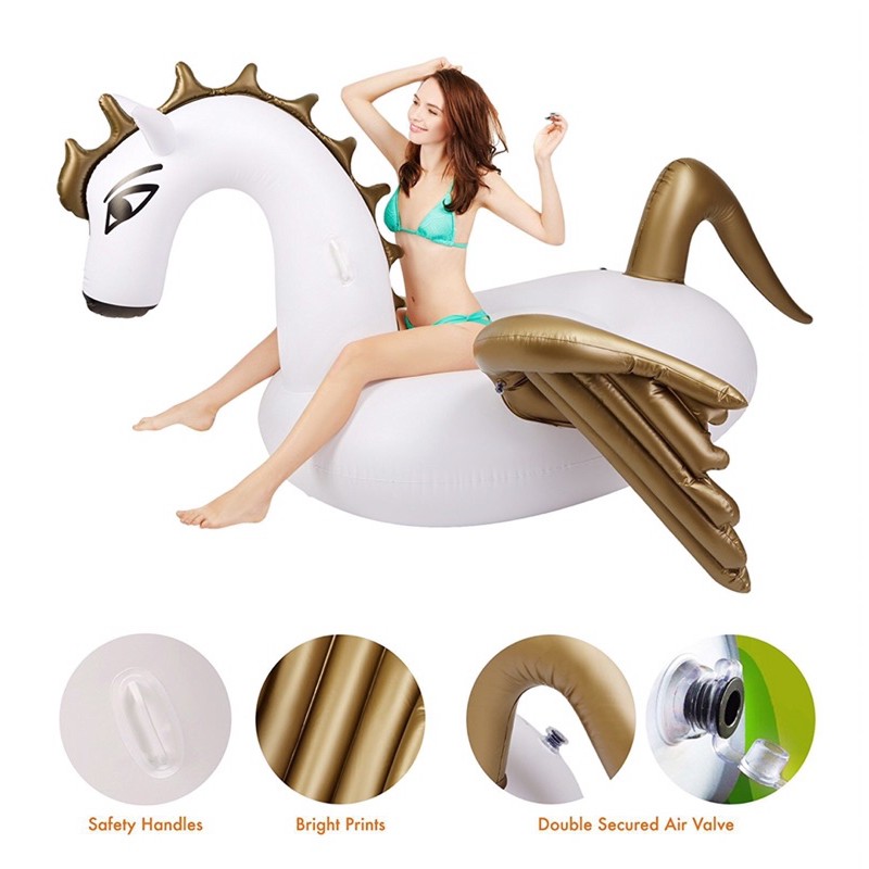 Phao Bơi Kì Lân Cánh Dài Nâu Khổng Lồ Người Lớn Kèm Bơm + Phao Mini