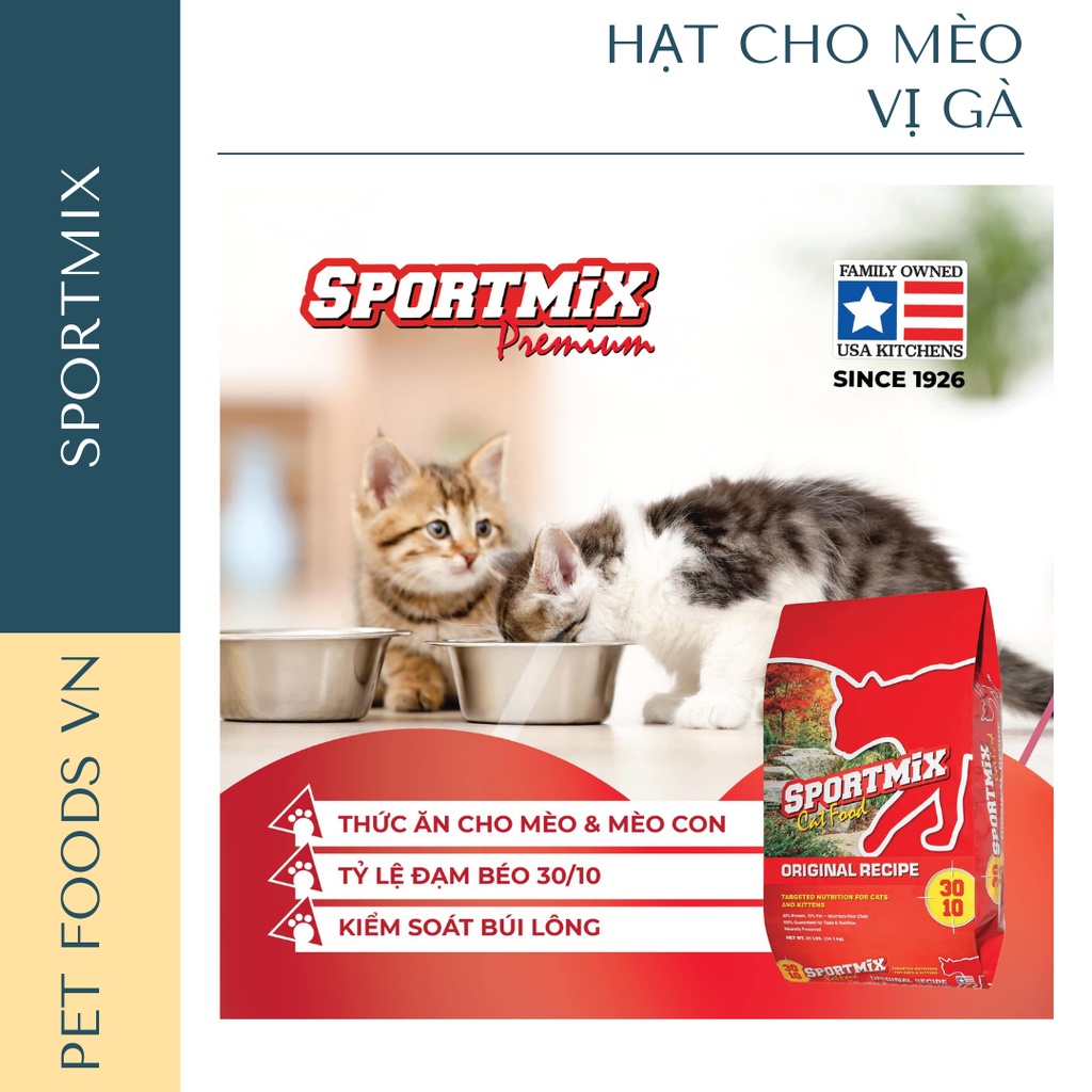 [Mã 55FMCGSALE1 giảm 10% tối đa 40K đơn 250K] Hạt cho mèo SPORTMIX Original Recipe 1kg vị Gà