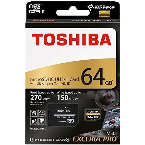 Thẻ nhớ MicroSDXC Toshiba Exceria Pro M501 64GB UHS-II U3 4K R270MB/s W150MB/s (Đen)