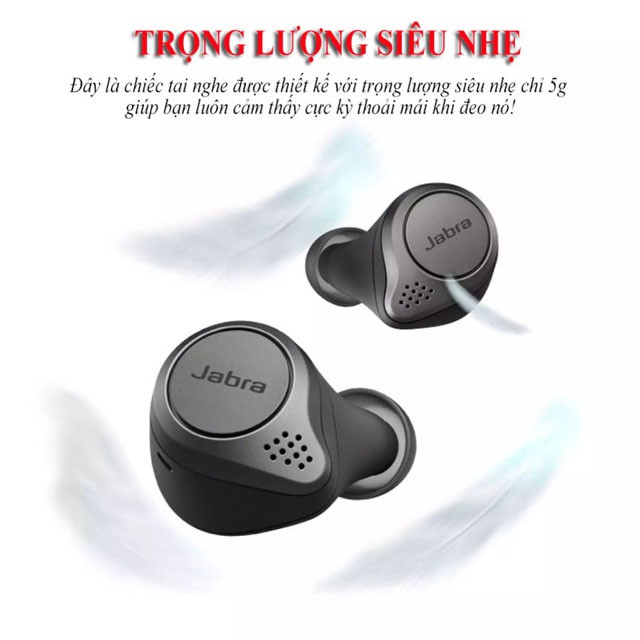 [CHUẨN MỰC ÂM THANH] Tai nghe Jabra Elite75t cao cấp, âm bass sống động, chống mồ hôi, chống tạp âm -  Izzylife