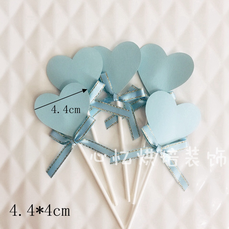 Bộ 5 Thẻ Giấy Hình Trái Tim Trang Trí Bánh cupcake