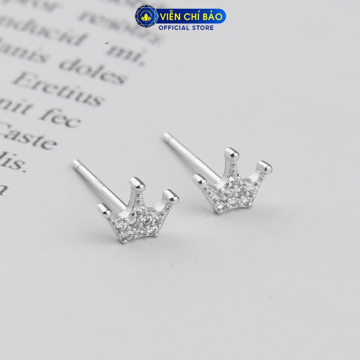 Bông tai bạc nữ hình vương miện nhỏ chất liệu bạc 925 thời trang phụ kiện trang sức nữ Viễn Chí Bảo B400325