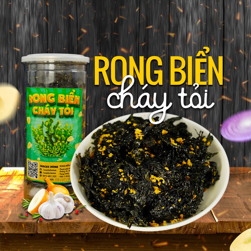 Rong Biển Cháy Tỏi 170G Ăn Liền | Snacks Home - Đồ Ăn Vặt Hà Nội
