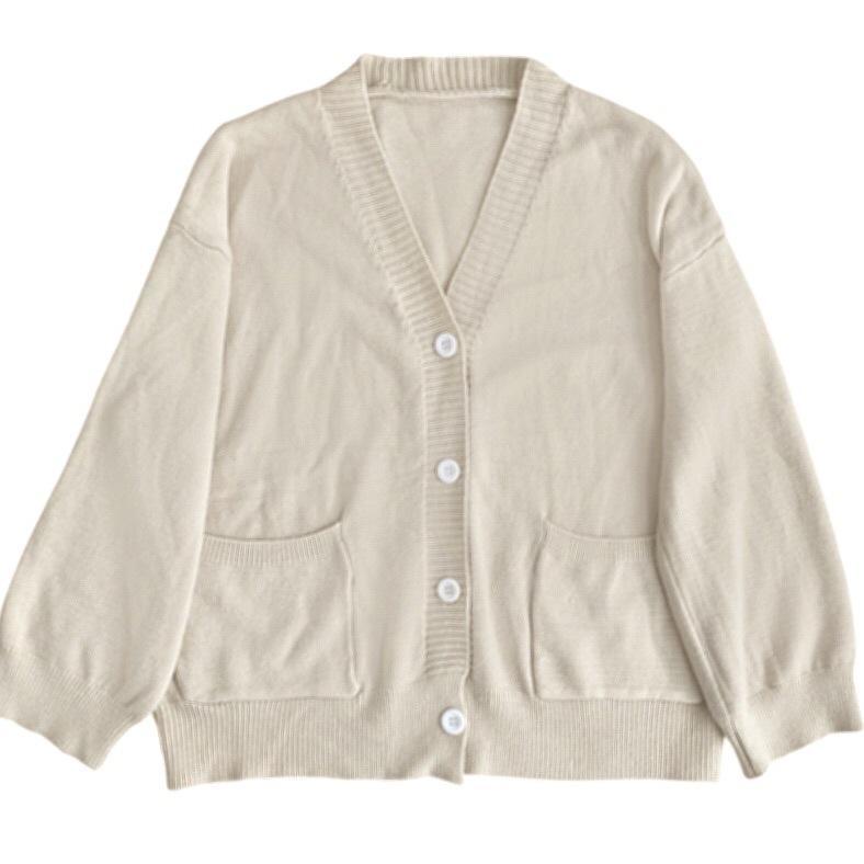 Áo Khoác Dệt Kim Mỏng Dáng Rộng Phong Cách Preppy Dễ Phối Đồ Cho Nữ