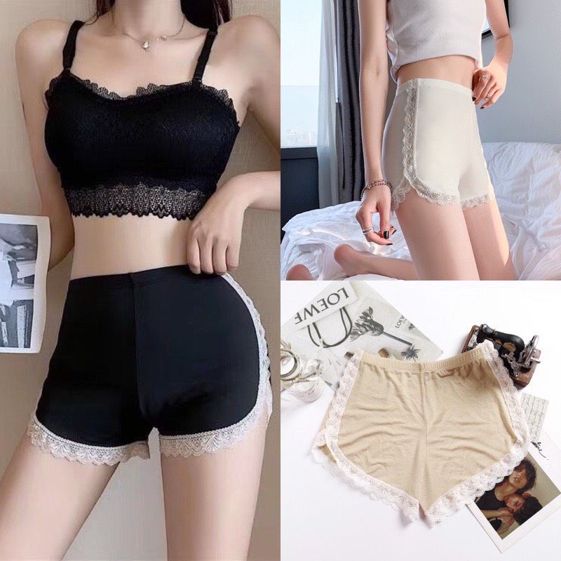 Quần đùi Mặc Váy,Quần Mặc Nhà Phối Viền Ren Mềm Mại 025