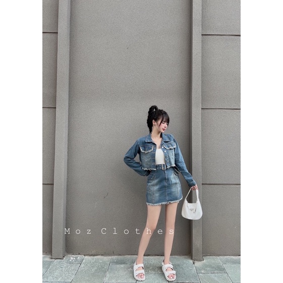 SET JEAN DÀI TAY CHÂN VÁY KÈM ĐAI