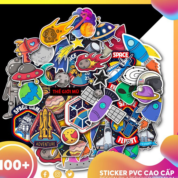 Sticker phi hành gia dán mũ bảo hiểm, vali, laptop, điện thoại PVC chống nước