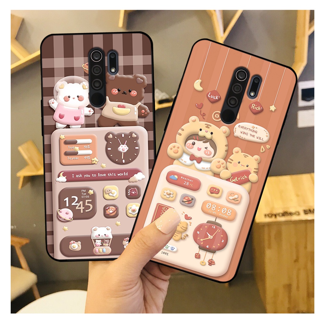 Ốp lưng Xiaomi Redmi 9 in hình gấu dễ thương. ốp chống sốc bền đẹp