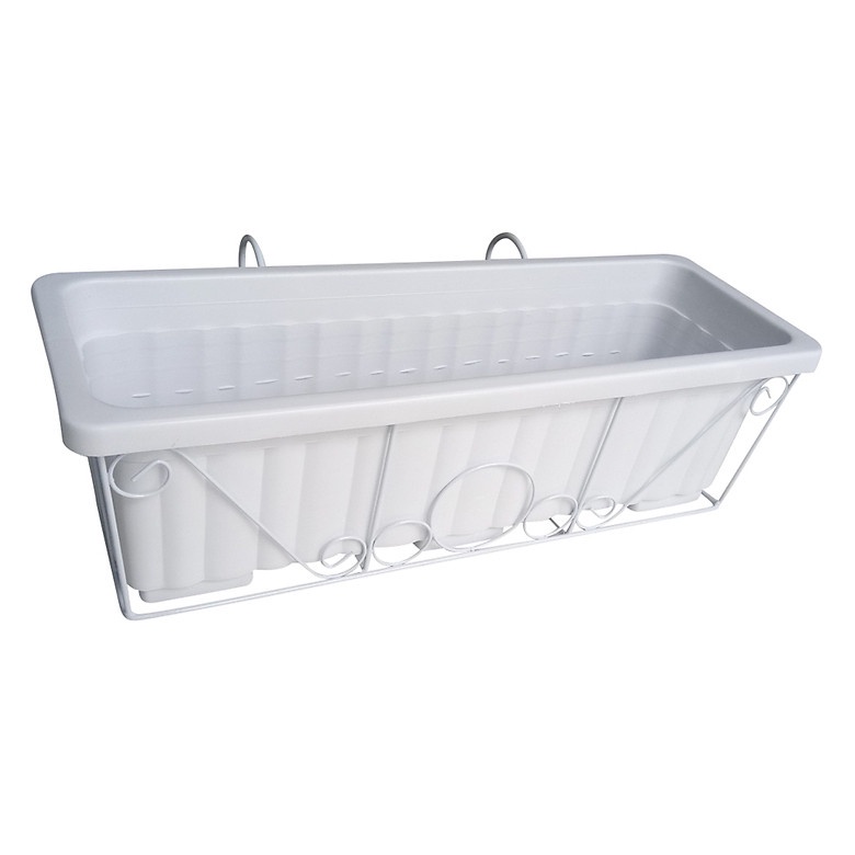 HOẢ TỐC Bộ 1 chậu nhựa trồng rau và kệ treo ban công (63cm x 22cm x 19cm)