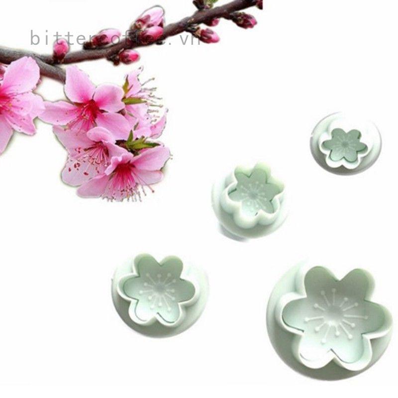 Set 4 khuôn nhấn bánh cookie hình hoa đào