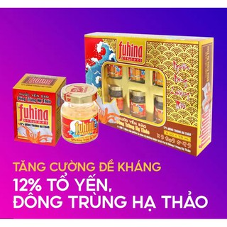 Nước yến sào Đông Trùng Hạ Thảo FUHINA 12% ( 6 lọ x 70ml / Hộp Quà), Tăng cường sinh lực và phục hồi sức khỏe người bệnh