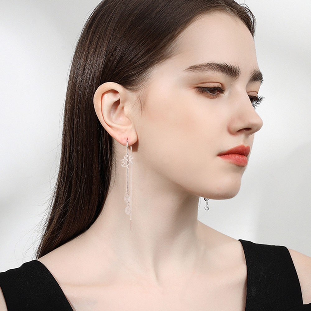 Hoa Tai Dáng Dài Mặt Hình Đồng Xu Thời Trang