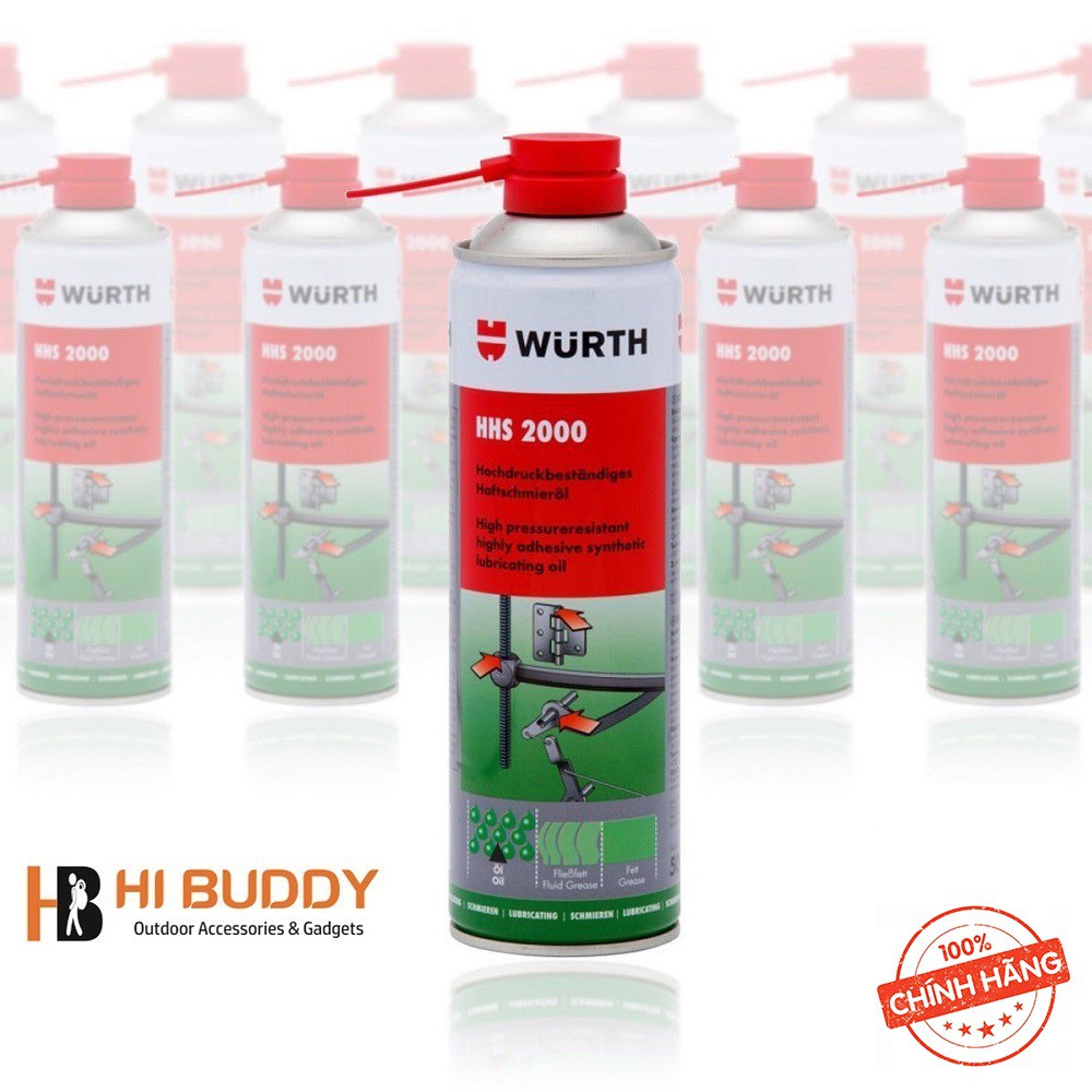 Bộ 6 Chai Mỡ Bò Nước Bôi Trơn Chịu Nhiệt Wurth HHS 2000 (500ml) 0893106