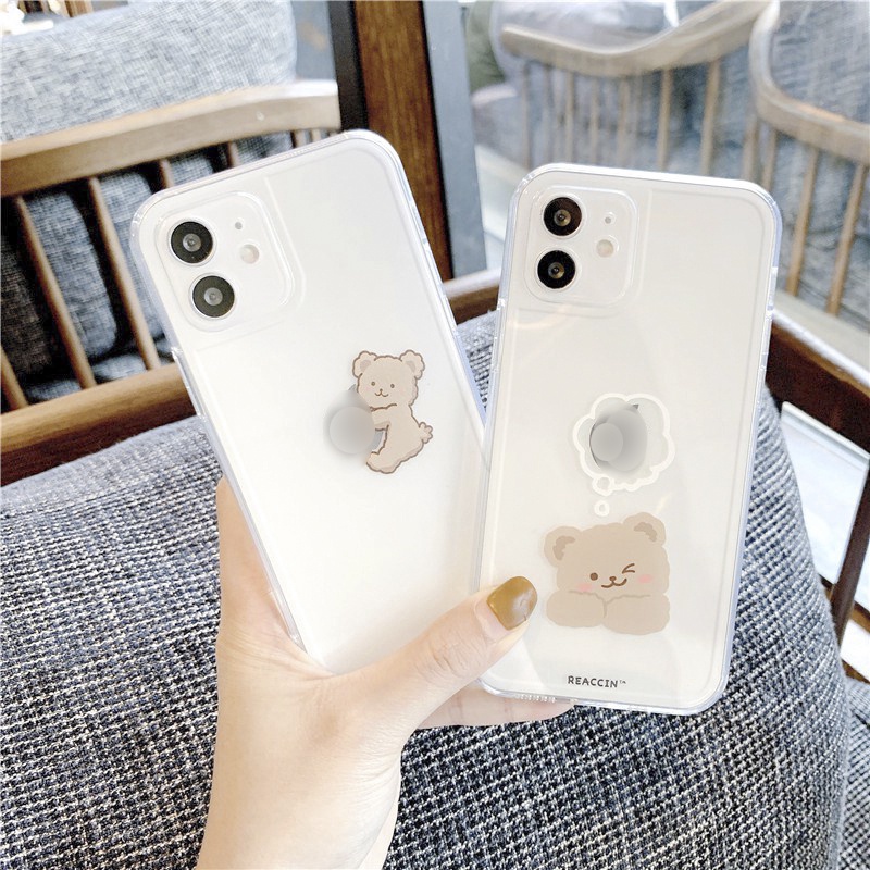 Ốp lưng iphone Gấu mơ mộng trong cạnh vuông BVC 6/6plus/6s/6splus/7/7plus/8/8plus/x/xr/xs/11/12/13/pro/max/plus/promax