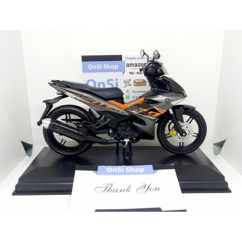 Mô hình EXCICTER 150, MX KING 150, Y15zr YAMAHA ( XÁM - ĐEN - CAM - bánh đen ) 1/12