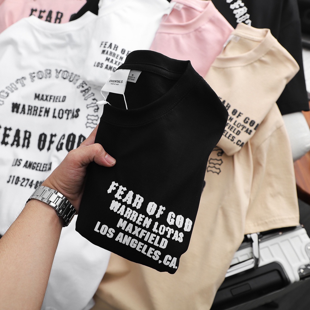 Aó thun nam cổ tròn ngắn tay ESSENTIALS Fear of God ,Form OVER,chất vải cotton loại 1 co dãn,Hàng vnxk