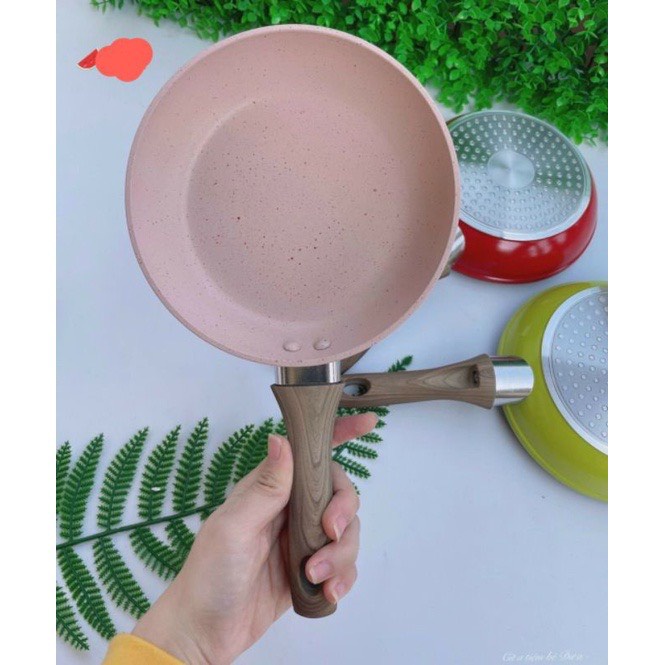 Chảo đá chống dính vân đá dùng cho bếp từ nấu bột cho bé 16 Cm